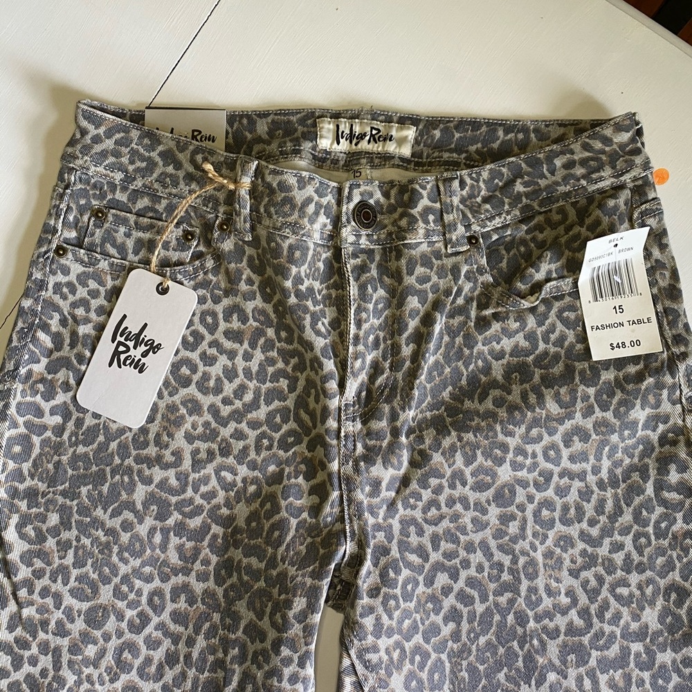 Indigo Rein leopard print cropped skinny jeans - Picture 5 of 16